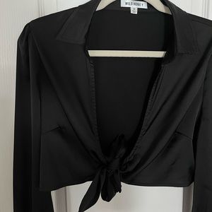 Black Silk Tie Top